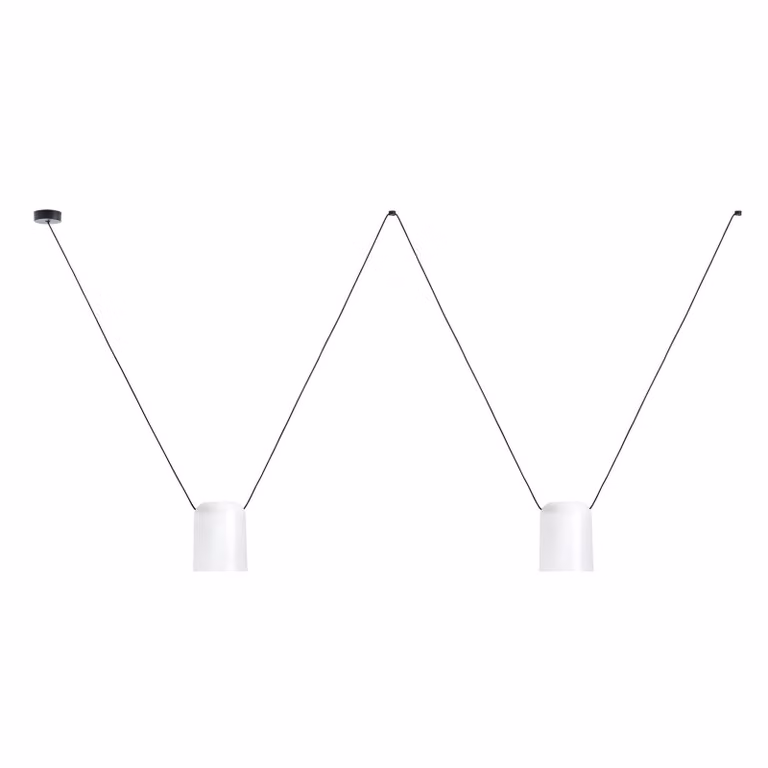 LEDS-C4 Lampada a sospensione Attic Double, dimmerabile, Bianco / Opale, Soggiorno / Sala da pranzo, Alluminio, Moderno, Lampada a sospensione