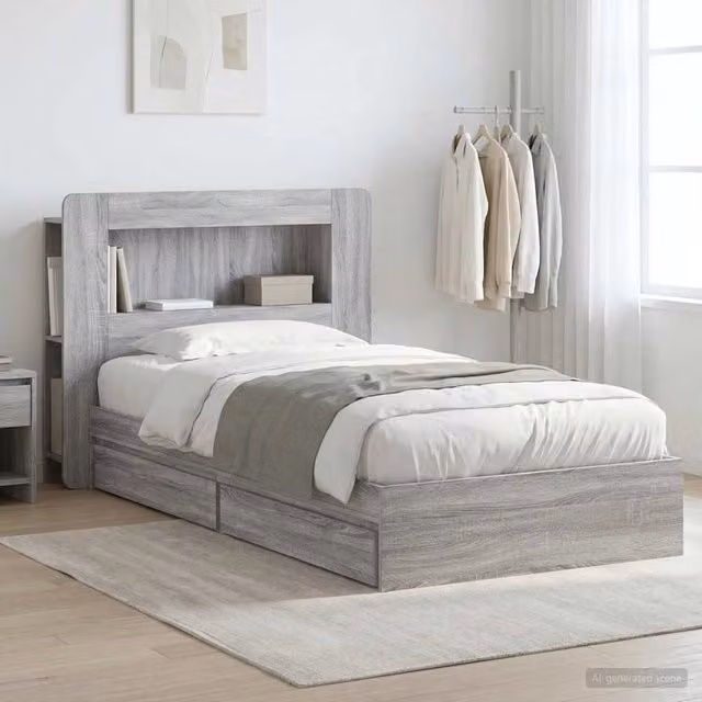 Telaio del letto con storage Sonoma grigio 75 x 190 cm 3433613