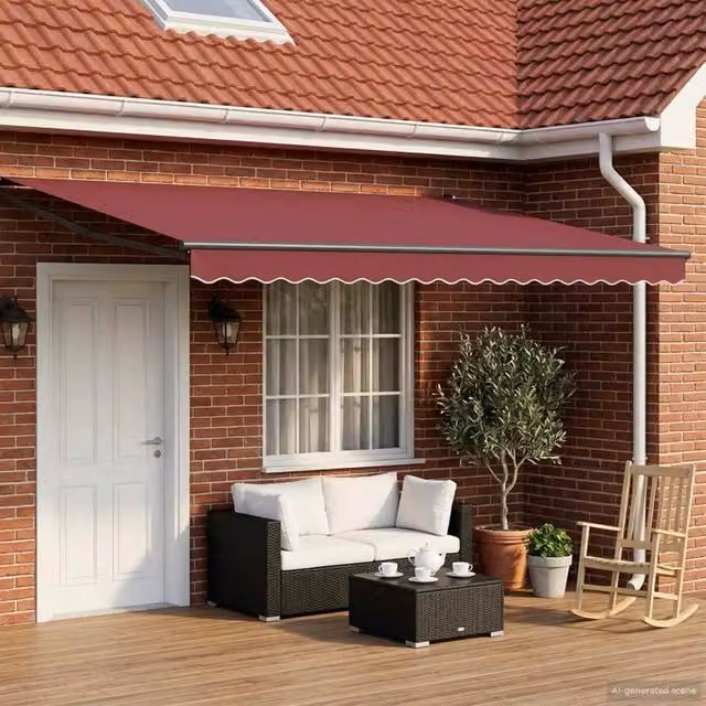 Tenda retrattile manuale con LED Borgogna e Antracite 5 x 3 m 3419498