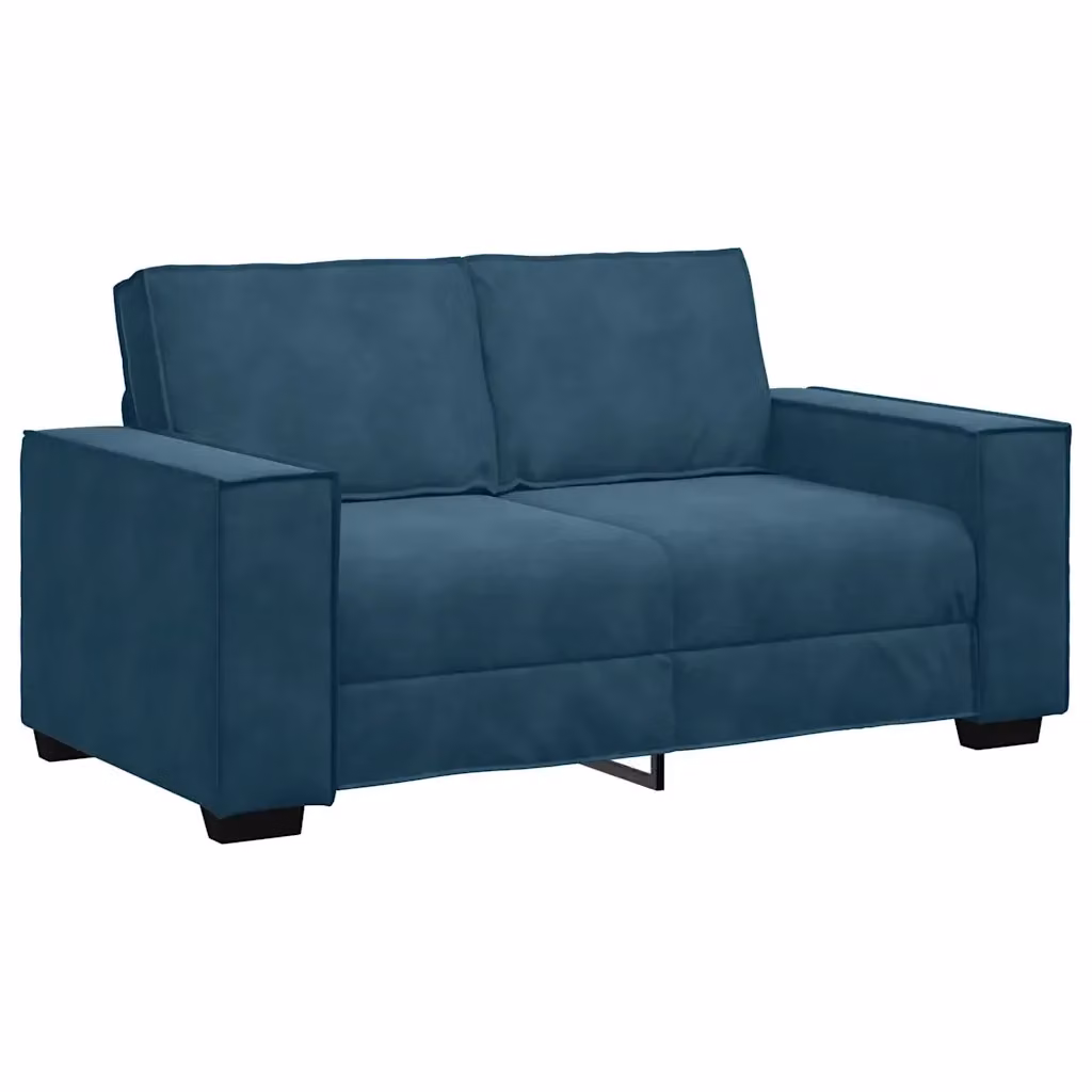 Divano a 2 posti moderno vidaXL in velluto blu con struttura in legno e metallo L: 160 cm, P: 78 cm, H: 84 cm – 2