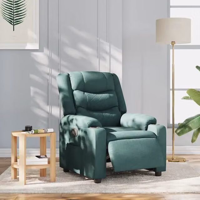 Poltrona | Sedia Relax Elettrica Reclinabile Verde Scuro in Tessuto