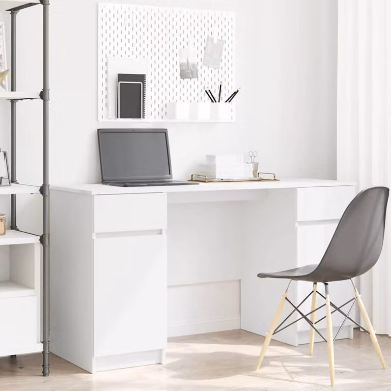 Maison Exclusive - Scrivania con porta Bianco 140 x 49 x 76 cm Legno multistrato