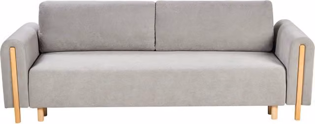 Divano letto Beliani IT in tessuto grigio con meccanismo click-clack e contenitore per soggiorno e camera da letto – 1