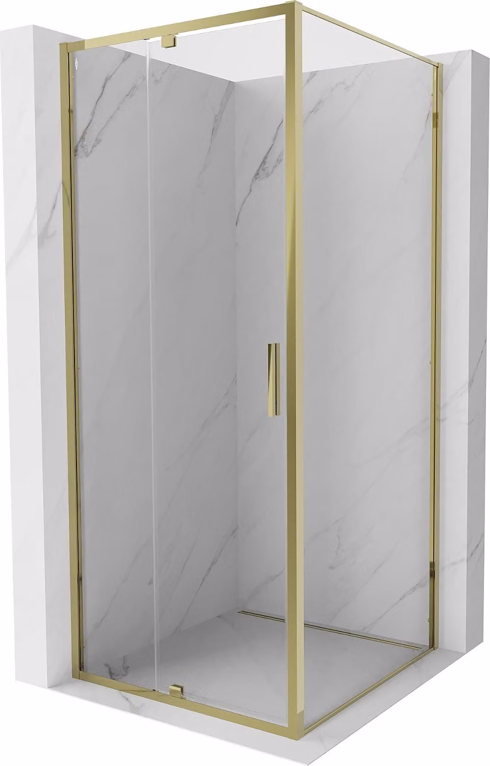 Mexen Exo cabina doccia battente 95 x 95 cm, trasparente, oro - 819-095-095-50-00