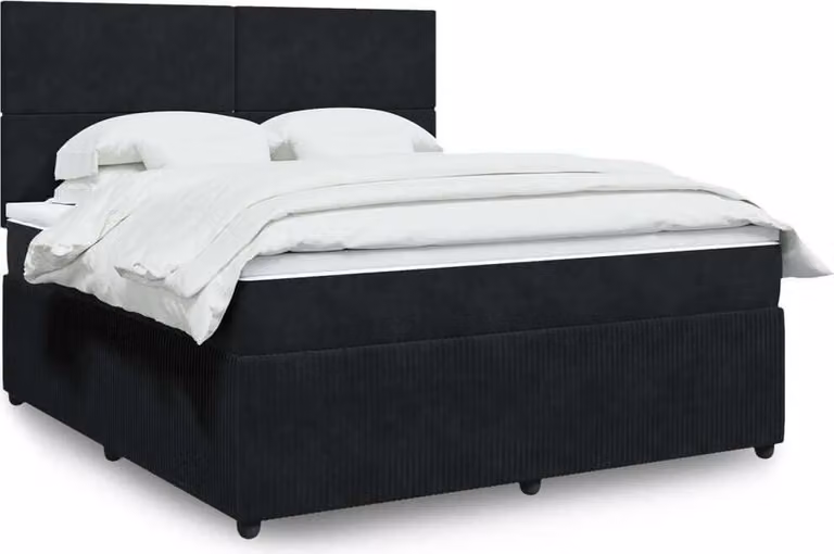 Maison Exclusive - Giroletto a Molle con Materasso Nero 180x200 cm in Velluto