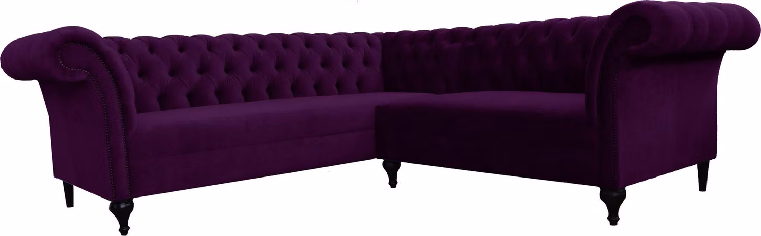 Chesterfield Ecksofa Eckcouch Designer Sofa Couch Samt Ledersofa SLIII Sofa №91