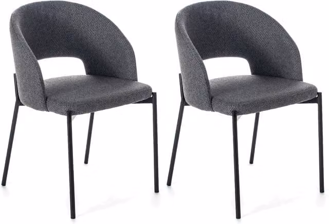 Sedia E-Stylo in tessuto grigio con gambe in metallo antracite L: 52 cm, P: 55,5 cm, H: 78,5 cm