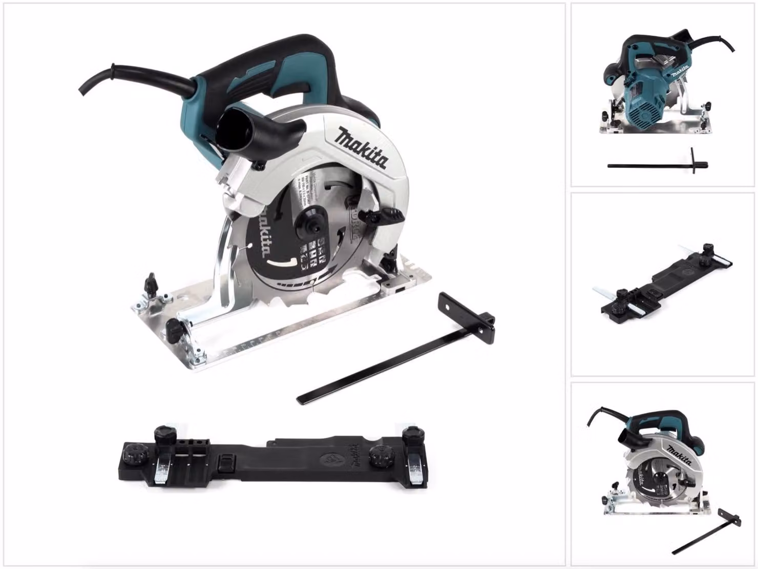 Makita HS 7611 Sega circolare 1600W 190mm + 1x Lama per sega in metallo duro + Adattatore per barra di guida C