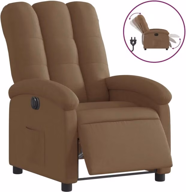 Poltrona | Sedia Relax Elettrica Reclinabile Marrone in Tessuto