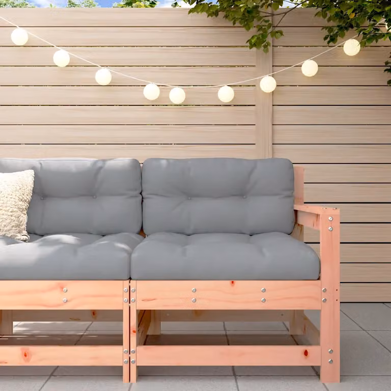 Sedia da giardino vidaXL in legno massello di Douglas con cuscini, marrone e grigio