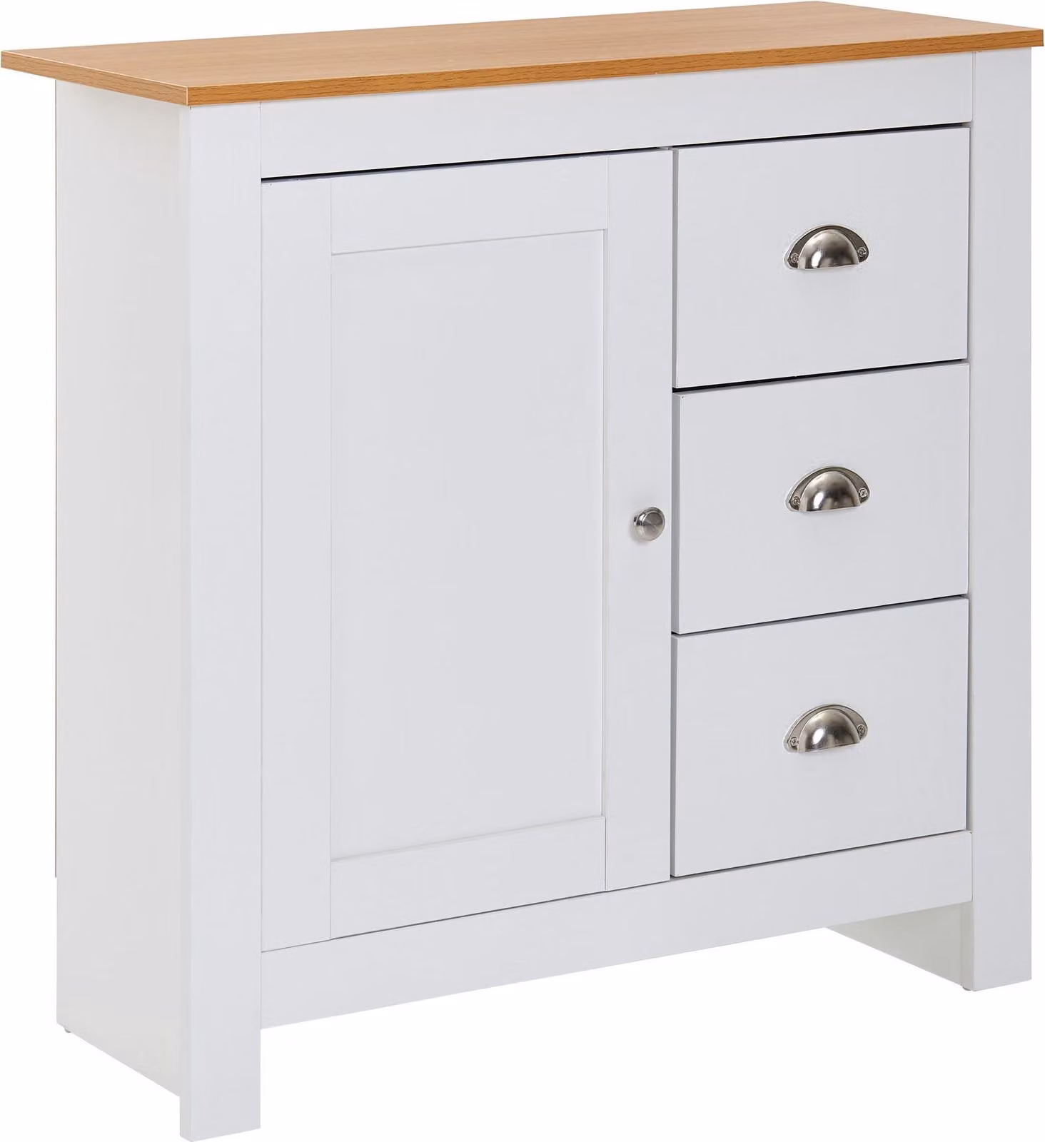 Credenza con 3 cassetti 79x81x35 cm cassettiera bianca / rovere moderno | Wohnling