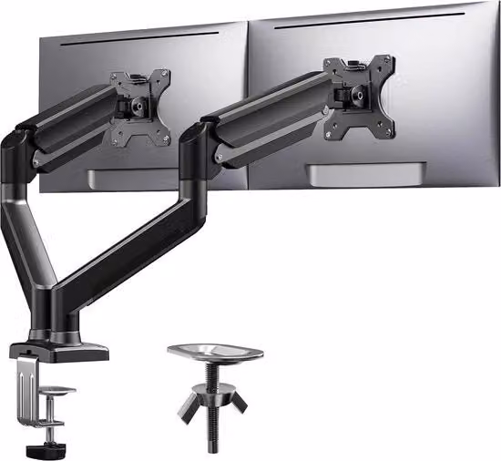 Arme per monitor doppio - per schermi da 17 a 32 pollici - sostegno da scrivania per schermi curvi - VESA 75/100 mm