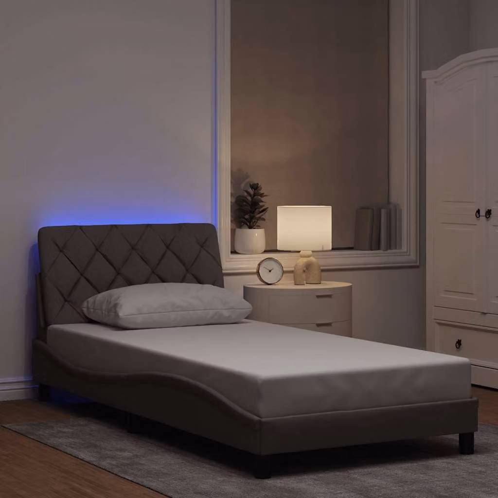 vidaXL Giroletto con LED senza Materasso Tortora 100x200 cm in Tessuto
