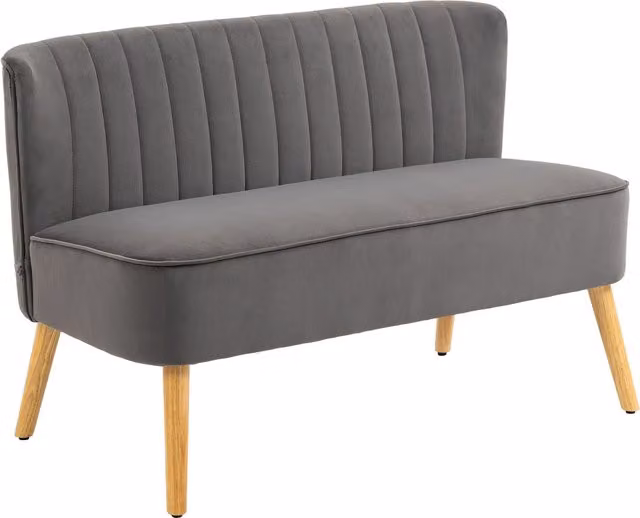 Divano a 2 posti in stile retro HOMCOM con gambe in legno, Grigio Scuro, L: 117 cm, P: 56,5 cm, H: 77 cm – 1
