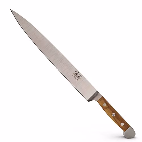 Güde Solingen - Coltello da prosciutto forgiato, 26 cm, legno d'ulivo, ALPHA-OLIVE - Coltello per triniciare, doppio collarino, fatto a mano in Germania