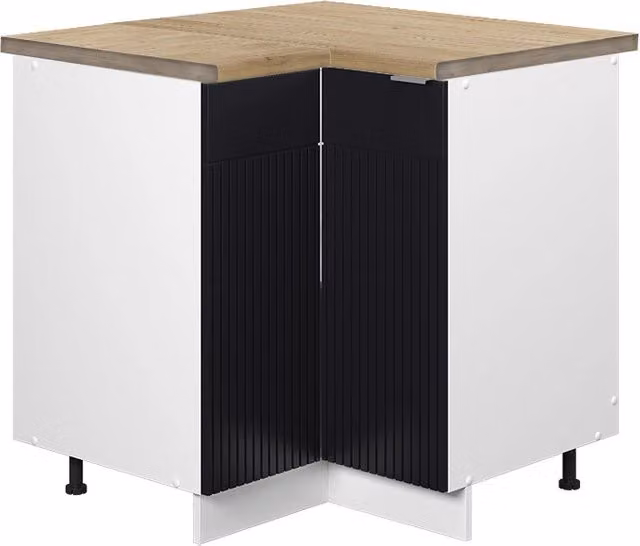 Mobile ad angolo cucina Fame-Line Nero rigato/Bianco 80.5 cm, PL Rovere Vicco