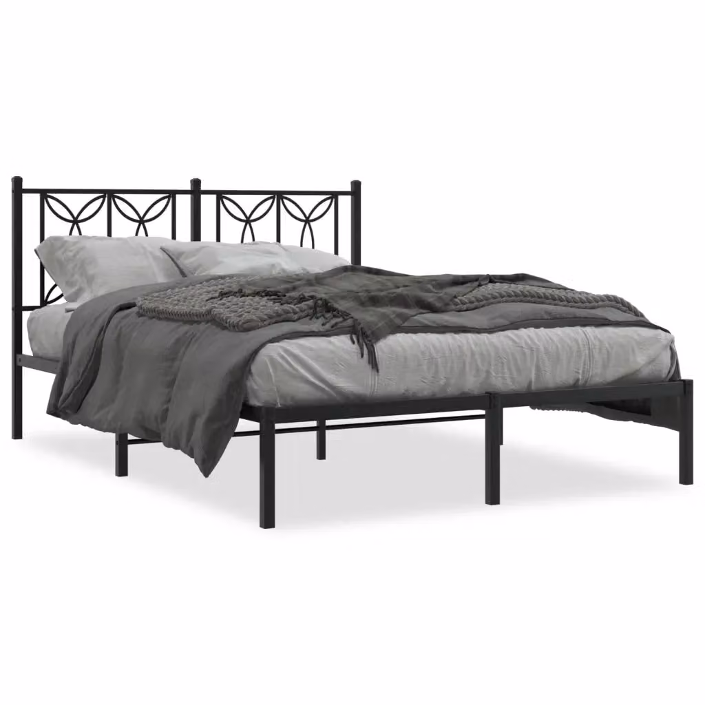 Giroletto con Testiera in Metallo Nero vidaXL L: 142 cm, P: 196 cm, H: 90 cm – 2