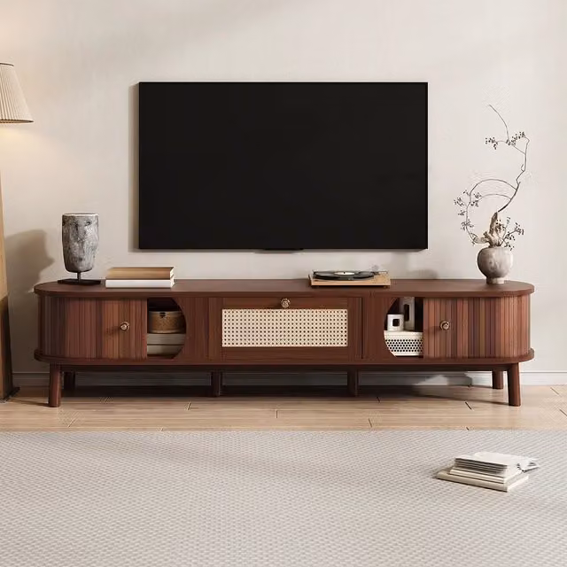 Mobile TV rustico - Xylo - Ante legno+cassetti rotan