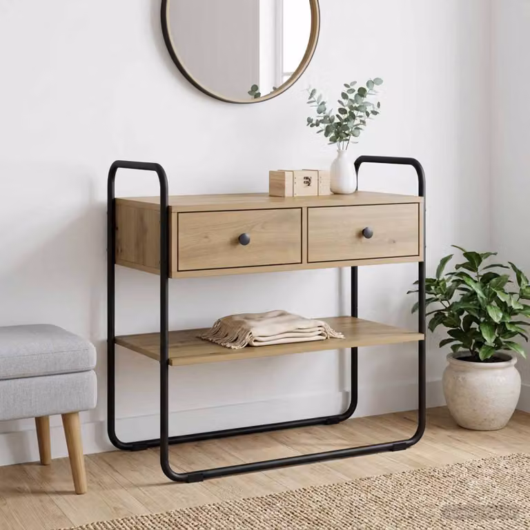 vidaXL Tavolo consolle moderno in rovere marrone L 100 cm, P 40 cm, H 75 cm