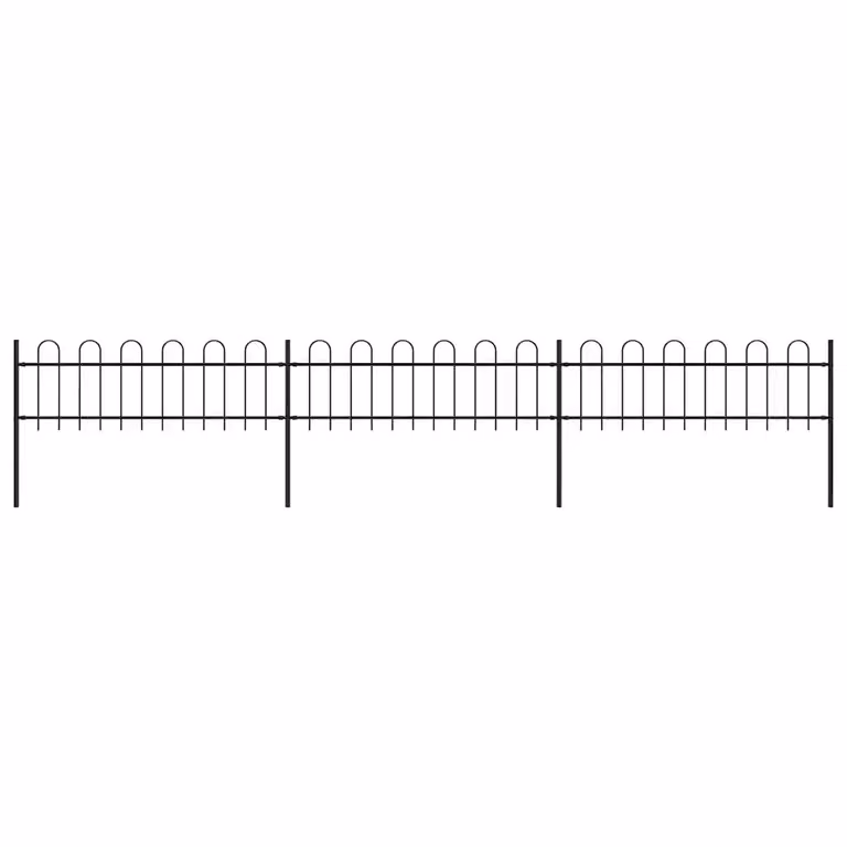 Recinzione da giardino vidaXL in acciaio con parte superiore ad anello, colore nero, L: 504 cm, H: 60 cm
