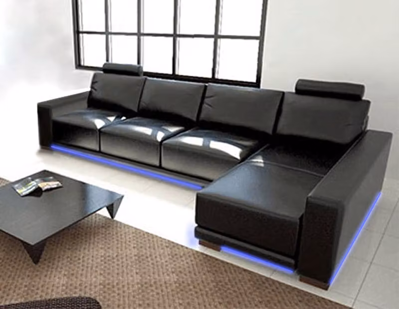 Ledersofa Couch Wohnlandschaft Ecksofa Eck Garnitur Design Modern Sofa A1121C
