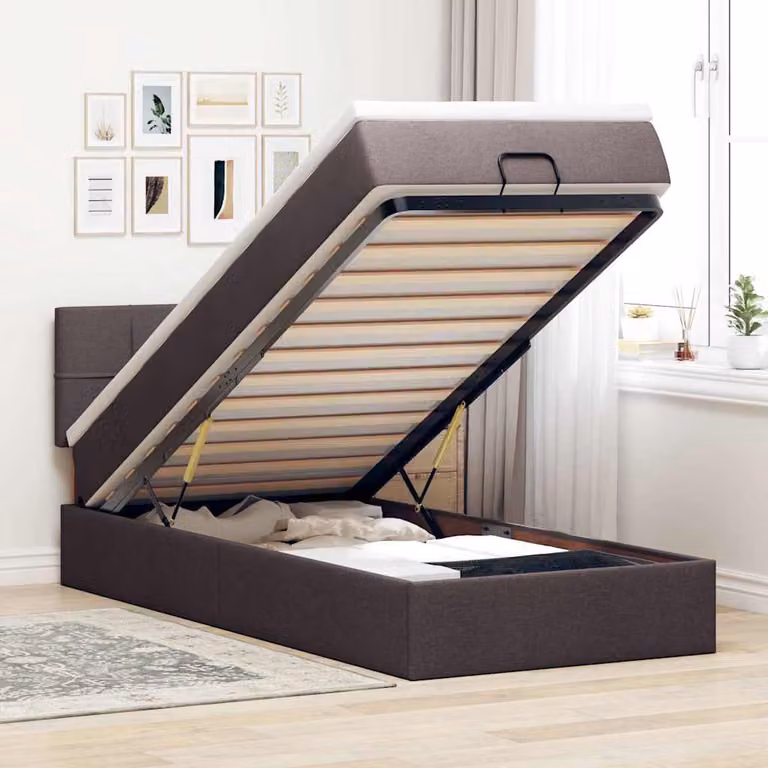 vidaXL Struttura Letto Pouf con Materasso 80x200 cm in Tessuto