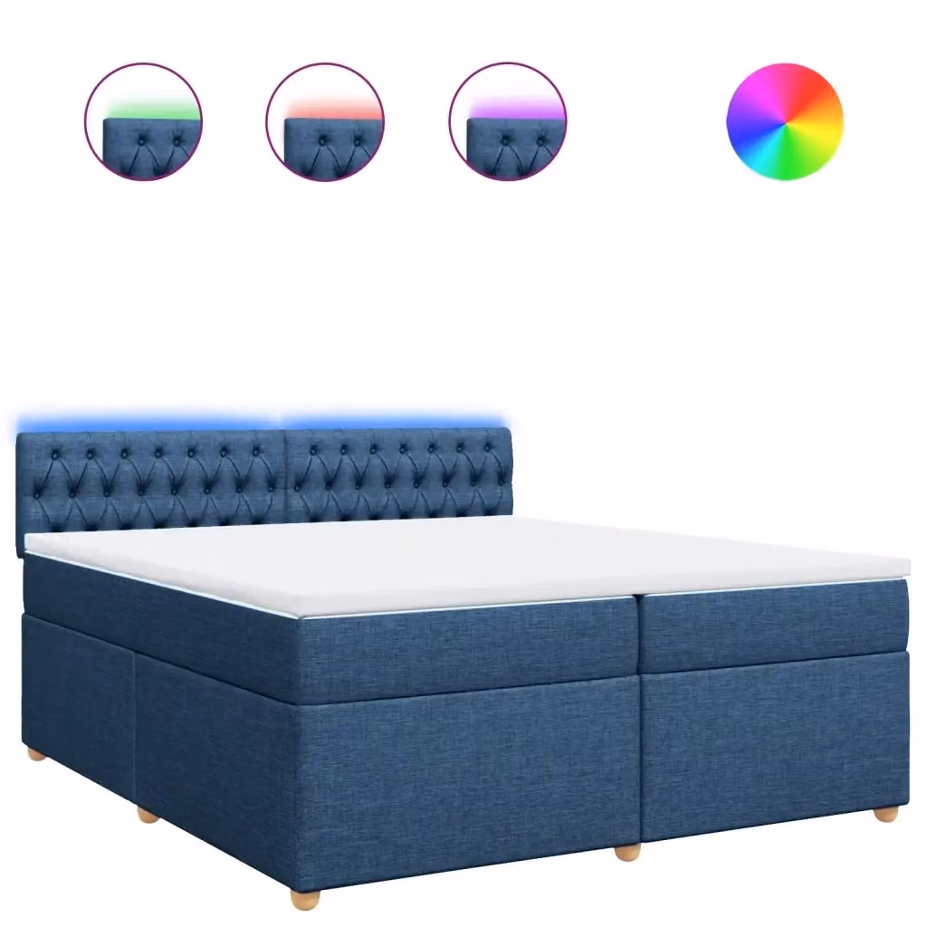 Letto Ibrido Moderno vidaXL in Legno di Pino con Materasso Blu e Bianco L/P: 200 x 200 cm – 2