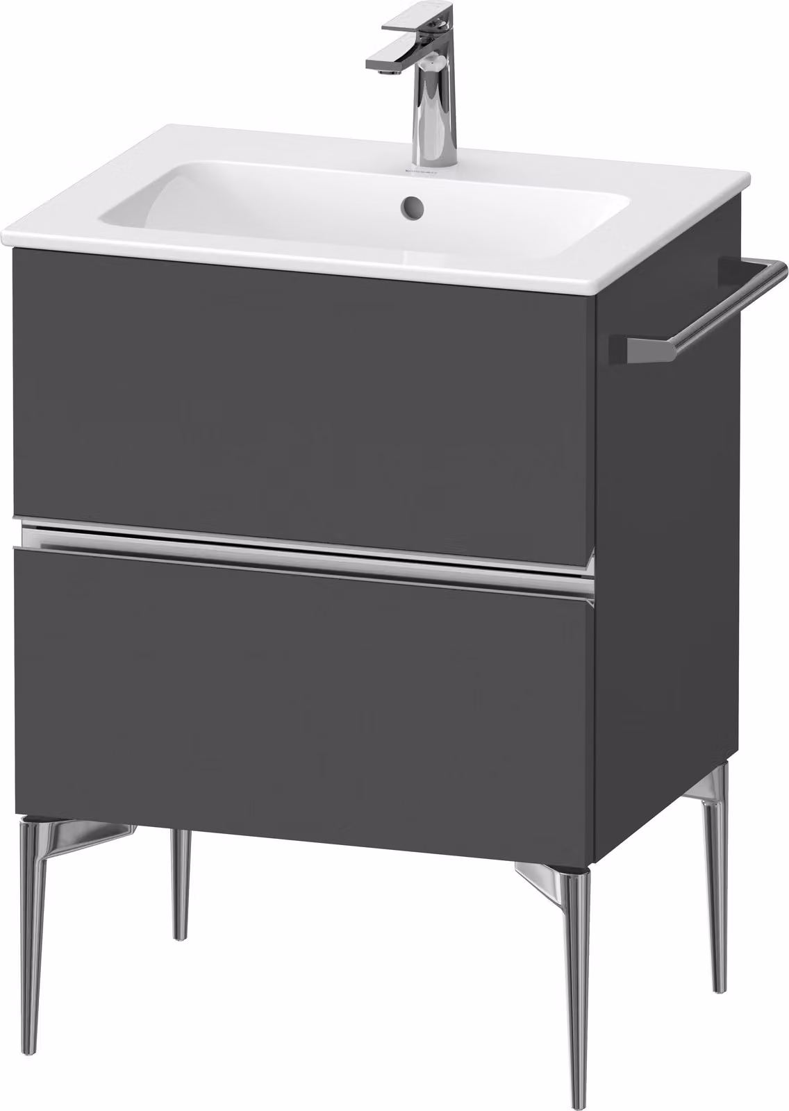 Duravit Sivida bâti-support pour lavabo, 2 tiroirs, poignée profilée chromée, 610x477x591mm, pour ME by Starck, SV4643010490000, SV4643010490000