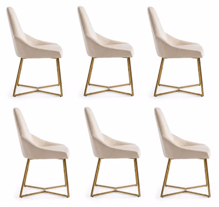 Set di 6 sedie, colore beige, design moderno, adatte all'allattamento, pratiche, eleganti e funzionali