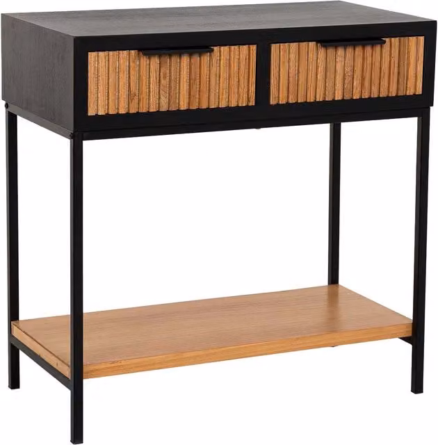Mobile ingresso con 2 cassetti, legno e metallo, 80x42x79h cm