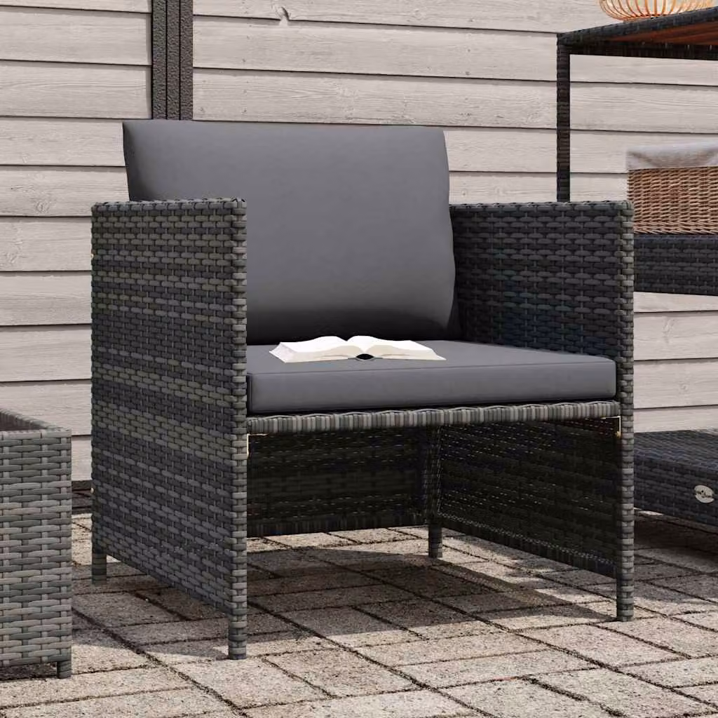 vidaXL Divano da Giardino con Cuscini Grigio in Polyrattan
