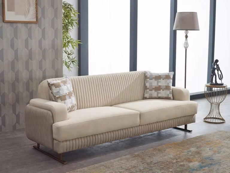 Luxus Couch Dreisitzer Sofa Design Lounge Sofas 3-Sitzer Couchen Polster Beige