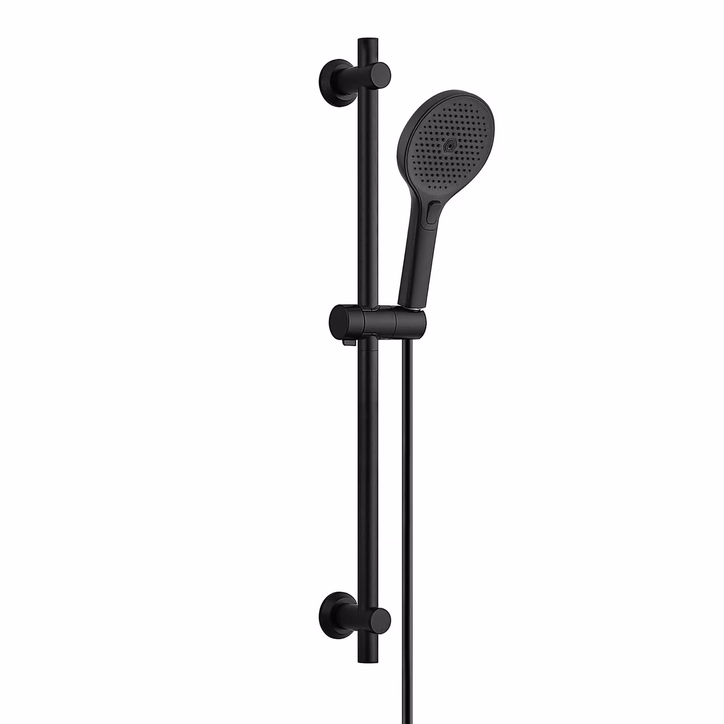 JOHO Barra doccia in acciaio inossidabile da 70 cm con soffione, tubo flessibile e supporto; set doccia con supporto regolabile per soffione e doccetta a 3 getti, nero
