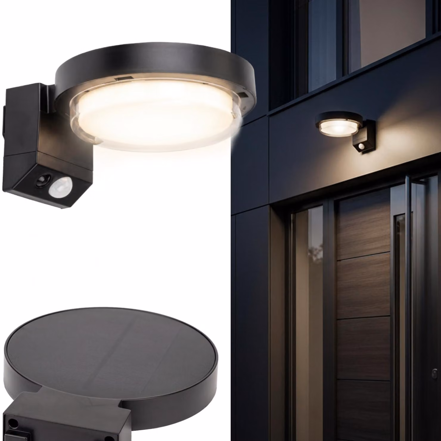 LUMILED Lampada da parete solare LED MURUS, luce neutra 4000K, lampada da esterno. Lampada solare con sensore di movimento, grado di protezione IP44, adatta per esterni, giardino, recinzioni, pareti, terrazze, ingressi