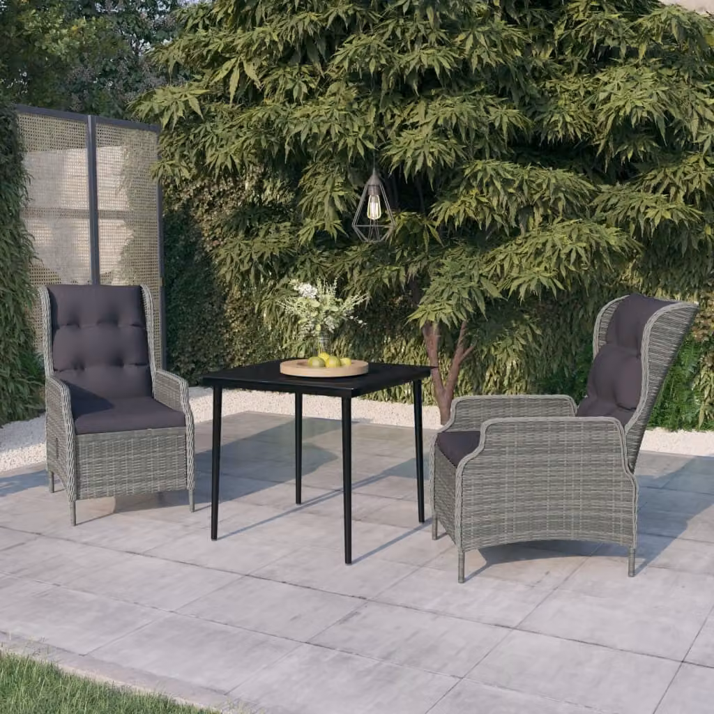 Maison Exclusive - Set da pranzo da giardino a 3 pezzi, grigio chiaro