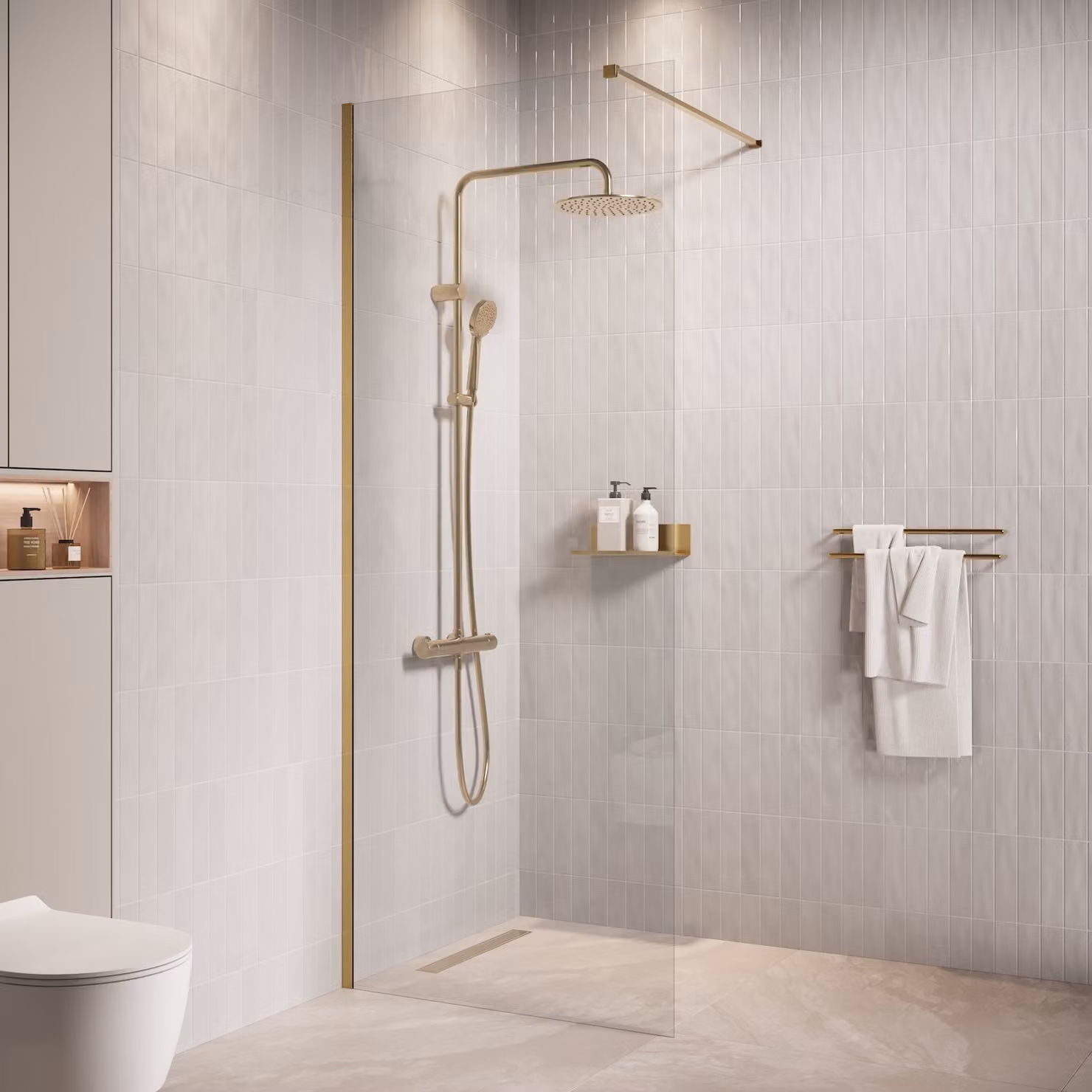 Badplaats Parete Doccia Florida 60 x 200 cm - Oro - Doccia Walk-In 8 mm Vetro di Sicurezza