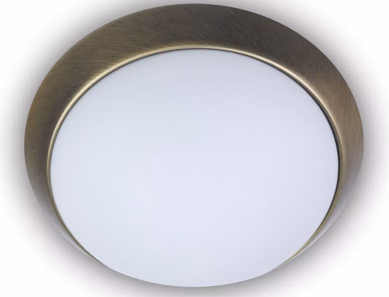 Niermann, lampada da soffitto doppia E27, vetro opalino opaco, ottone anticato, 40 cm, Germany