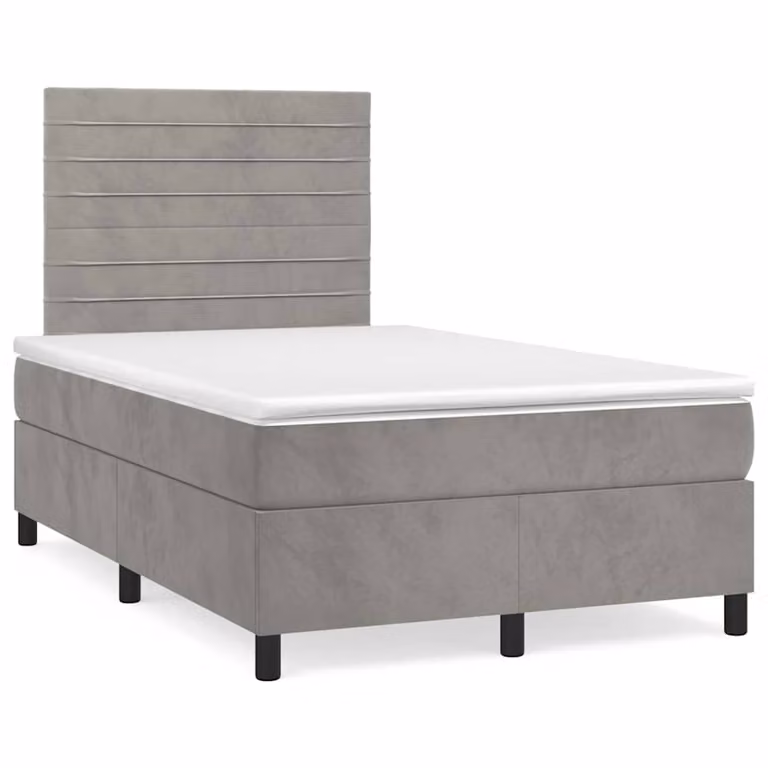 Letto Ibrido vidaXL in Velluto Grigio con Illuminazione LED e Porte USB, L/P: 120 x 200 cm