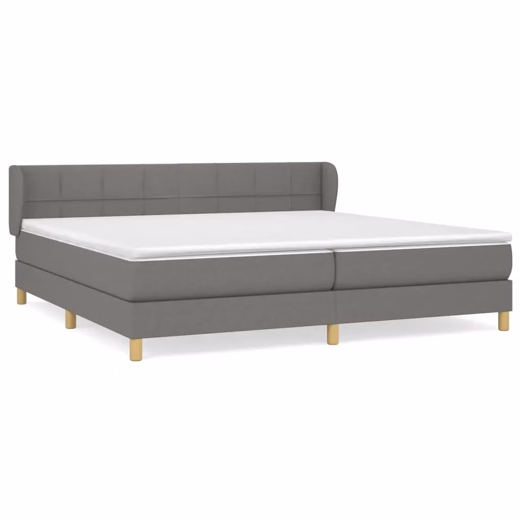 vidaXL Giroletto a Molle con Materasso Ibrido in Tessuto Grigio e Bianco L/P/H: 200 x 200 x 88 cm – 2