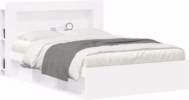 Testiera del letto con ripiani integrati Design In in legno ingegnerizzato bianco L: 182 cm, H: 100 cm, P: 18,5 cm