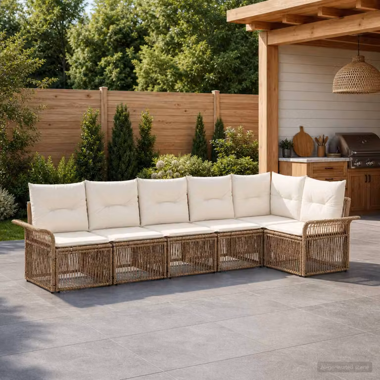 vidaXL Set Divano da Giardino 6 pz Beige polyrattan