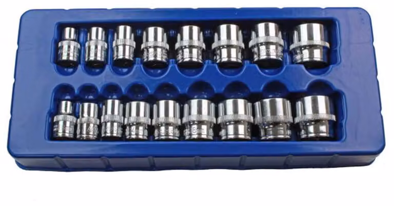 Set di chiavi a bussola, 17 pezzi, attacco 3/8", da 8 a 24 mm, per manutenzione
