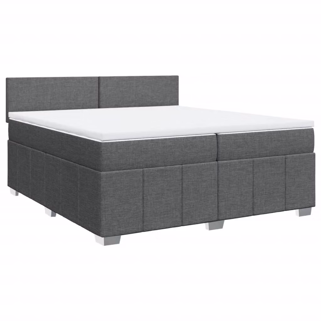 Giroletto a Molle con Materasso Grigio Scuro 200x200 cm Tessuto