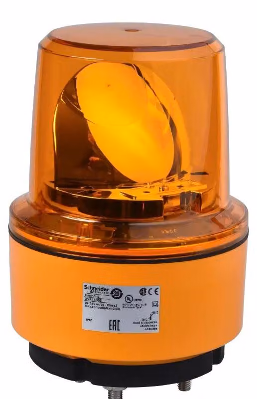 Lampada a specchio rotante Schneider Electric, Harmony XVR, 130 mm, arancione, senza cicalino, 24 V CC XVR13B05