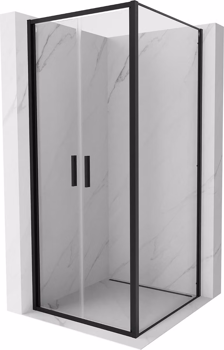 Mexen Exo cabina doccia battente 90 x 90 cm, trasparente, nera - 814-090-090-70-00