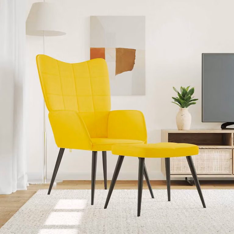 Maison Exclusive - Poltrona relax con poggiapiedi in tessuto giallo senape