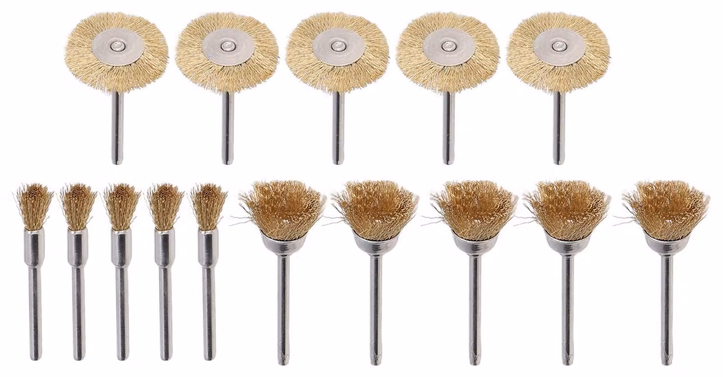 Set di spazzole in ottone per trapano, composto da 15 pezzi
