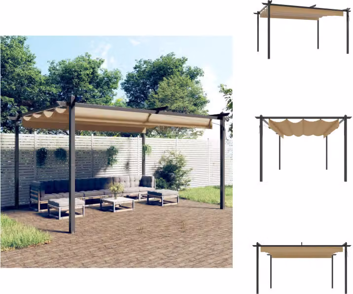 vidaXL Padiglione con tetto estensibile 4x3 m Taupe - Padiglioni e tende per feste