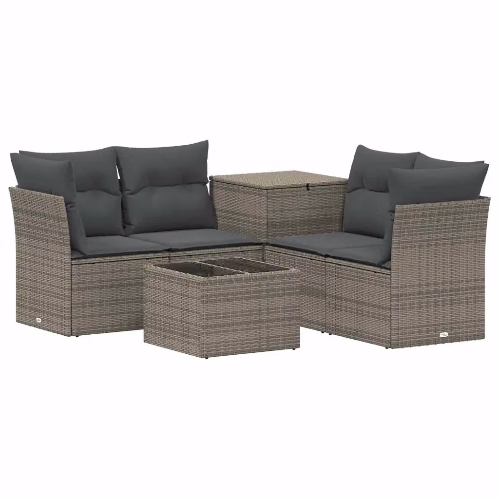 Set di mobili da giardino vidaXL in polyrattan con divani, elementi angolari e tavolino da caffè, colore grigio e antracite – 2