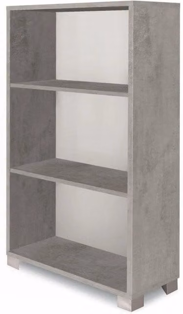 Libreria a giorno Sarmog in stile industrial con finitura cemento grigio opaco, L: 70 cm, P: 29 cm, H: 118 cm